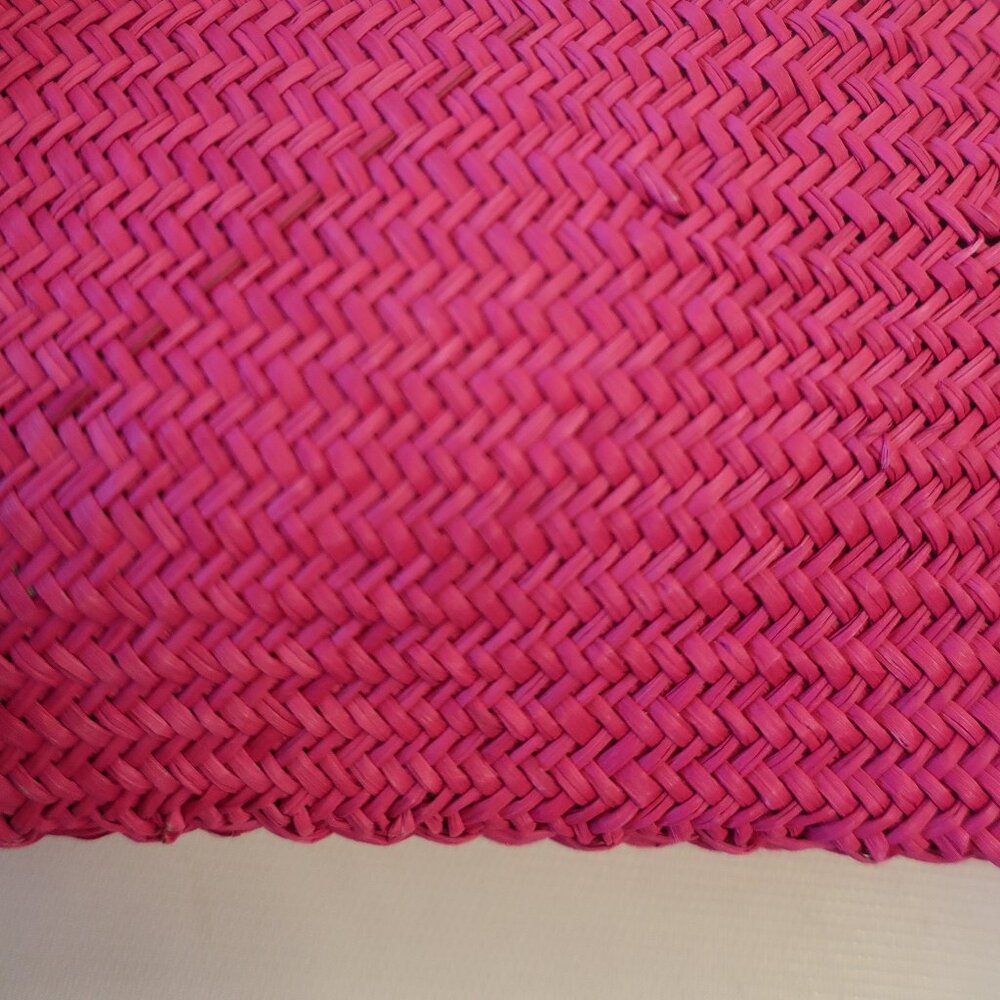 NWT Womens Teiruma Handcraft Pink Gold Woven Zip Carmen Clutch Bag * - Picture 7 of 10